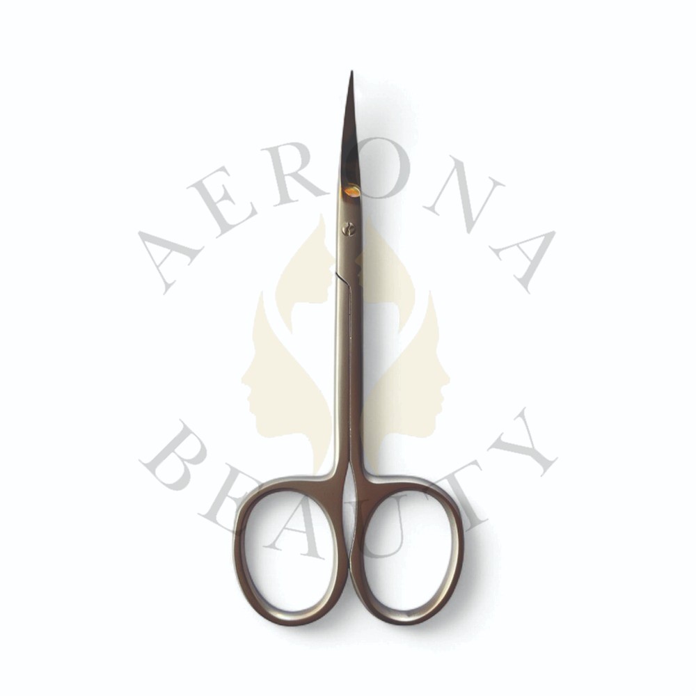 Cuticle Scissors AB-1610 11 cm stainless steel cuticle scissors with curved precision blades for cuticle care.