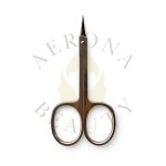 Stainless steel cuticle scissors for manicure with curved blades.