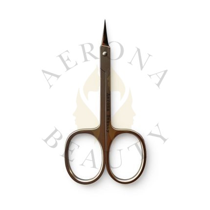 Stainless steel cuticle scissors for manicure with curved blades.
