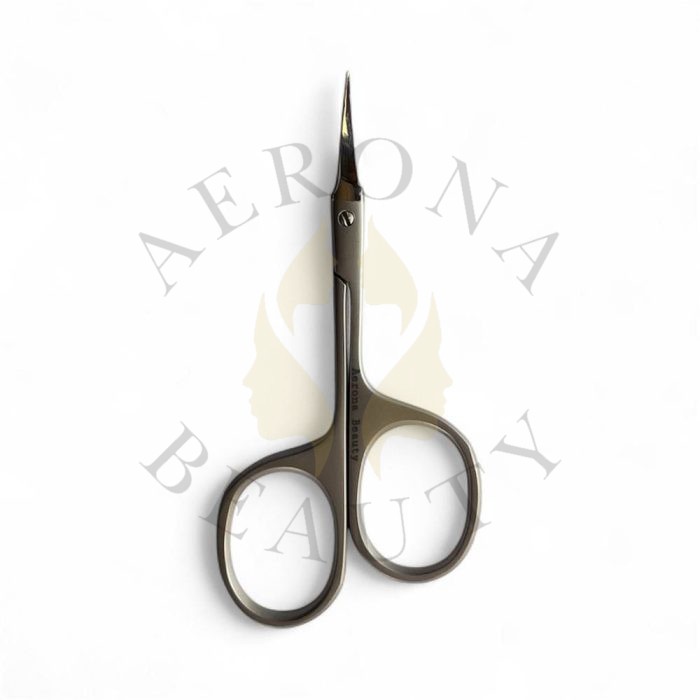 Aerona Beauty Stainless Steel nail and cuticle scissors with curved blades for precise trimming and grooming.